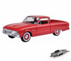 Diecast Car w/Trailer - 1960 Ford Ranchero Pickup Truck, Red - Motormax 79321, 1/24 Diecast Car