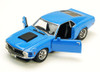Diecast Car w/Trailer - 1970 Ford Mustang Boss 429, Blue - Motormax 73303 - 1/24 scale Diecast Car