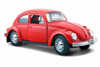 Diecast Car w/Trailer - Volkswagen Beetle Hard Top, Red - Maisto 31926R - 1/24 Scale Diecast Car