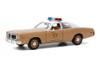 Diecast Car w/Trailer - 1975 Dodge Coronet Choctaw County Sheriff, Brown and White - Greenlight 84097 - 1/24 scale Diecast Model Toy Car