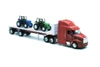Peterbilt 387 Flatbed with Farm Tractors, Red - New Ray 10283A - 1/32 scale Diecast Replica
