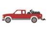1991 GMC Sonoma Extended Cab Pickup Truck with 1920 Indian Scout Motorcycle on Hitch Carrier, Red - Greenlight 28080C/48 - 1/64 scale Diecast Model Toy Car