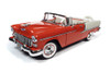 1955 Chevy Bel Air Convertible, Gypsy Red and India Ivory  - Auto World AMM1265 - 1/18 Diecast Car