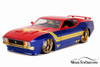 1973 Ford Mustang Mach 1 with Captain Marvel Figure, Red and Blue - Jada 31193/4 - 1/24 Diecast Car