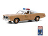 Diecast Police Car w/Police Figurine - 1975 Dodge Coronet Choctaw County Sheriff, Brown and White - Greenlight 84097 - 1/24 scale Diecast Model Toy Car