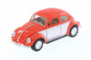 1967 Volkswagen Classical Beetle Hard Top, Orange w/White - Kinsmart 5373D - 1/32 Scale Diecast Car