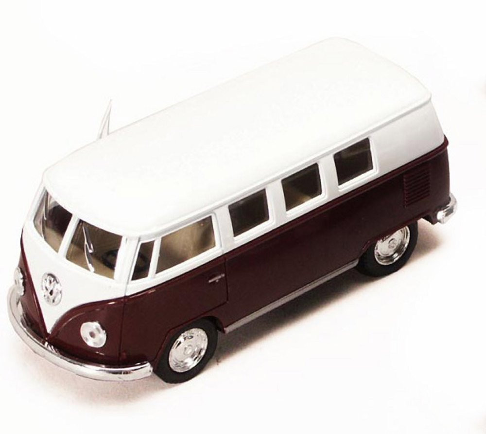 Kinsmart 1:32 VW T1 Bus Modellauto – Grüner Classic Bus Mit Flower Power Design, Türen öffnen Sich