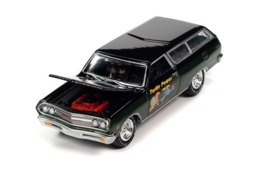 Turtle Wax 1965 Chevy Chevelle Wagon, Green Metallic - Johnny Lightning JLSP173 - 1/64 Diecast Car