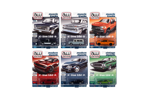 Auto World 2021 Release 5 Set A Diecast Car Set - Box of 6 assorted 1/64 Scale Diecast Model Cars