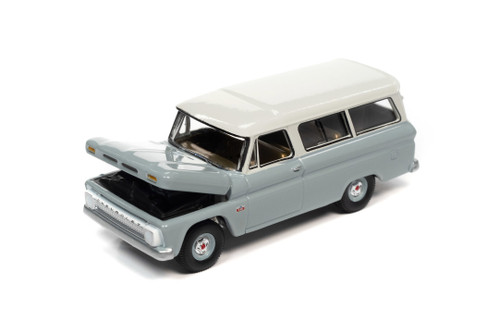 1966 Chevy Suburban, Gray - Auto World AWSP091/24A - 1/64 scale Diecast Model Toy Car