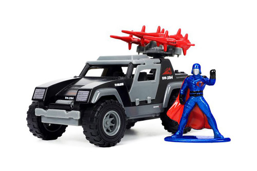 G.I. Joe Stinger with Missile Launcher and Cobra Commander Diecast Figurine, Gray - Jada Toys 33085 - 1/32 scale Diecast Model Toy Car