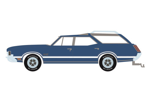 1972 Oldsmobile Vista Cruiser 442 Tribute, Blue Metallic - Greenlight 36040D/48 - 1/64 scale Diecast Model Toy Car