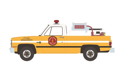 1981 Chevy K20 Scottsdale w/ Fire Equipment, Yellow - Greenlight 67020B 1/64 scale Diecast Car