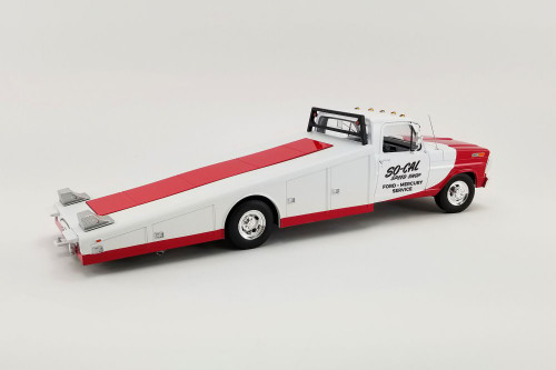 1970 Ford F-350 Ramp Truck, Red and White - Acme A1801410 - 1/18 scale Diecast Model Toy Car