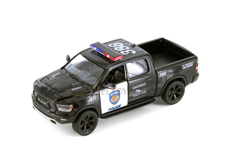 2019 Dodge Ram 1500 Police Pick-Up truck, Black - Kinsmart 5413DP - 1/46 scale Diecast Car