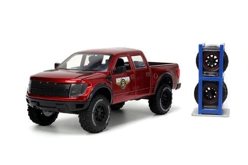 2011 Ford F-150 SVT Raptor w/Extra Wheels, Candy Red - Jada Toys 33854 - 1/24 scale Diecast Car