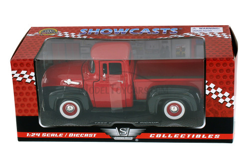 1956 Ford F-100 Pickup, Red with Black - Motor Max 73235AC-RDBK