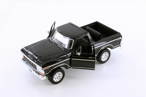 1978 Ford Bronco Custom (Open Top), Black - Motor Max 79374WBK - 1/24 scale Diecast Model Toy Car