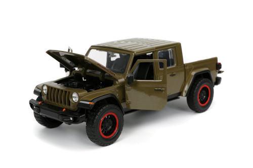 2020 Jeep Gladiator Rubicon w/Extra Wheels, Dark Green - Jada Toys 32307 - 1/24 scale Diecast Car