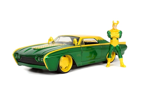 1963 Ford Thunderbird w/ Loki Figure, Marvel Cars - Jada Toys 33357 - 1/24 scale Diecast Car