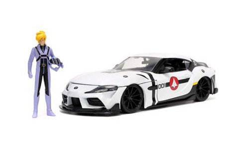 2020 Toyota Supra w/ Roy Focker Figurine, White - Jada Toys 33682 - 1/24 scale Diecast Car