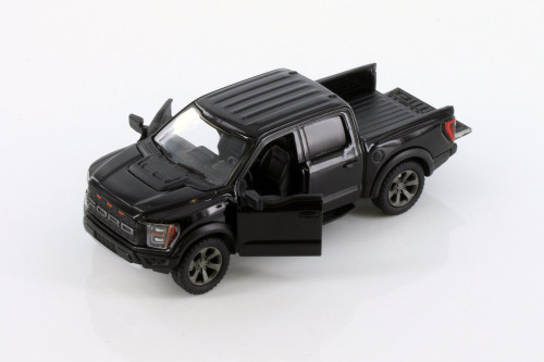 2022 Ford F-150 Raptor Pickup Truck, Black - Kinsmart 5436D - 1/46 scale Diecast Model Toy Car