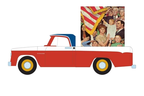 1962 Dodge D-200 Pickup Truck, Red /White - Greenlight 54060C/48 - 1/64 scale Diecast Model Toy Car