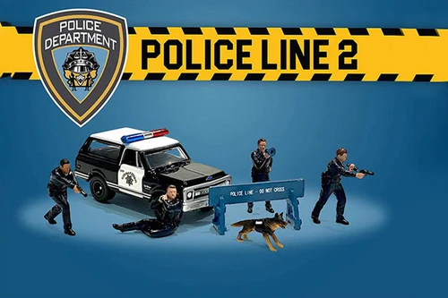 Police Line ll Figure Set, Multi- - American Diorama AD-76497MJ - 1/64 Scale Diorama Accessory