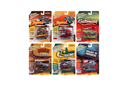 Johnny Lightning Street Freaks 2022 Release 1 Set A Diecast Car Set - Box of 6 assorted 1/64 Scale Diecast Model Cars