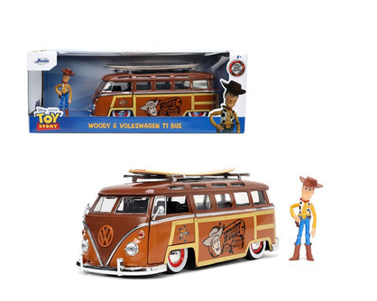 Woody and Mickey VW Bus Diecast Car Package - Two 1/24 Scale Diecast Model Cars