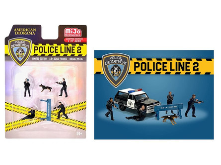 Diecast car w/Figurines - Police Line ll Figure Set, Multi- 1/64 Scale Diorama Accessory