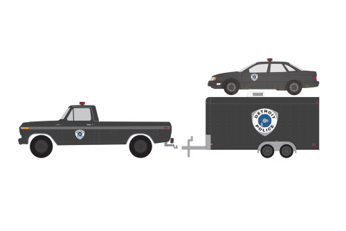 1979 Ford F-150 & 1986 Taurus w/Car Hauler, Robocop 2 - Greenlight 31150A - 1/64 scale Diecast Car