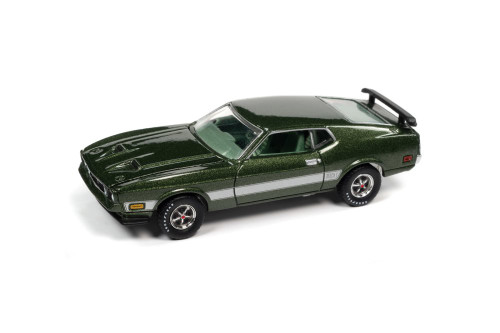 1973 Ford Mustang Mach 1, Ivy Bronze Green - Auto World AWSP099/24B - 1/64 scale Diecast Car