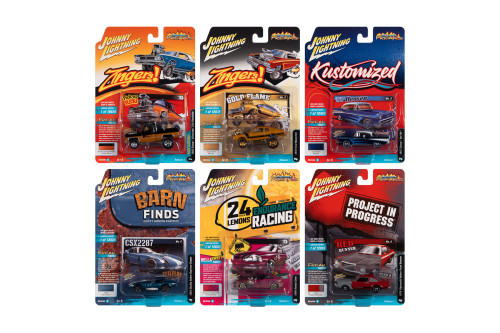 Johnny Lightning Street Freaks 2022 Release 1 Set B Diecast Car Set - Box of 6 assorted 1/64 Scale Diecast Model Cars