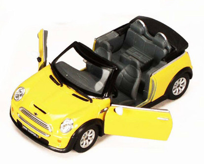 McLaren P1 and Mini Cooper S Convertible, Yellow - Two 5 Inch Diecast Cars