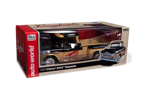 1957 Chevy 3100 Stepside Pickup, Leinenkugle's Beer - Auto World AW311 - 1/18 Scale Diecast Car