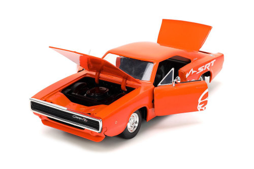 1968 Dodge Charger R/T SRT, Orange - Jada Toys 34197 - 1/24 Scale Diecast Model Toy Car