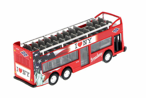 Box of 12 Diecast Model Cars - I Love New York 6 inchÂ Double Decker Sightseeing Bus Open Top, Red, 6 Inch Scale