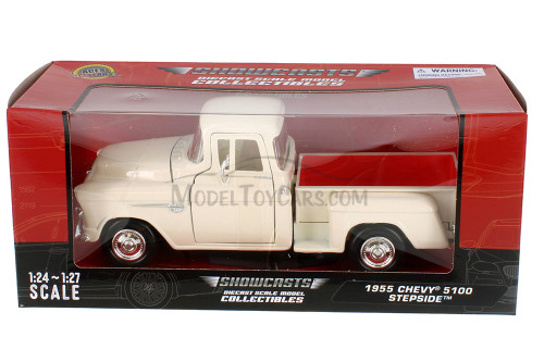 1955 Chevy 5100 Stepside Pickup, White - Showcasts 77236W - 1/24 Scale Diecast Model Toy Car