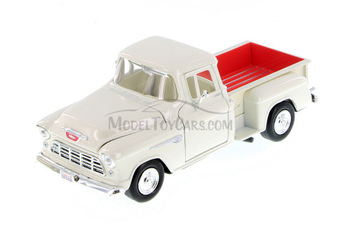 1955 Chevy 5100 Stepside Pickup, White - Showcasts 77236W - 1/24 Scale Diecast Model Toy Car