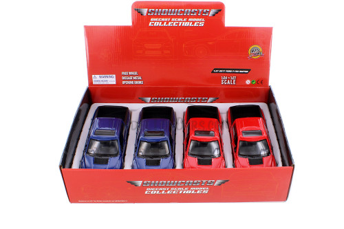 Showcasts 2017 Ford F-150 Raptor Pickup Diecast Car Set - Box of 4 1/27 Scale Diecast Model Cars, Assorted Colors