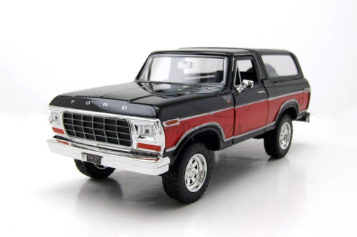 1978 Ford Bronco Ranger XLT w/ Spare Tire, Black/Red - Showcasts 71371WRK - 1/24 Scale Diecast Car