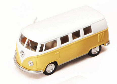 1962 Volkswagen Classic Bus, Yellow - Kinsmart 5060W - 1/32 Scale Diecast Model Toy Car