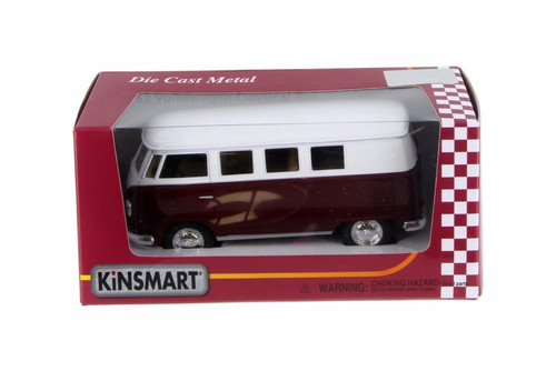1962 Volkswagen Classic Bus, Burgundy - Kinsmart 5060W - 1/32 Scale Diecast Model Toy Car