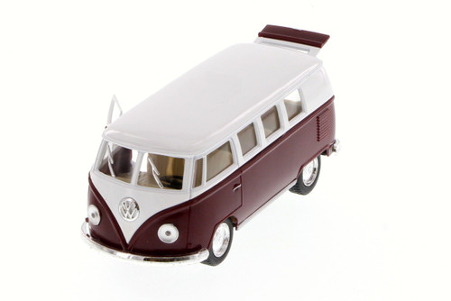 1962 Volkswagen Classic Bus, Burgundy - Kinsmart 5060W - 1/32 Scale Diecast Model Toy Car