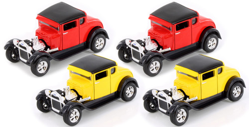 1929 Ford Model A, Red & Yellow - Showcasts 37201 - 1/24 Scale Set of 4 Diecast Model Toy Cars