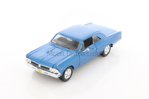 1966 Chevy Chevelle SS 396 Hardtop, Blue - Showcasts 37960 - 1/24 Scale Set of 4 Diecast Model Cars