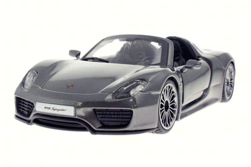 Porsche 918 Spyder Hard Top, Metallic Gray - Bburago 28076GY - 1/24 Scale Diecast Model Toy Car