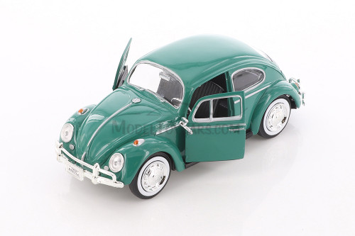 1966 Volkswagen Classic Beetle, Green & Beige - Showcasts 73223D - 1/24 Scale Set of 4 Diecast Cars