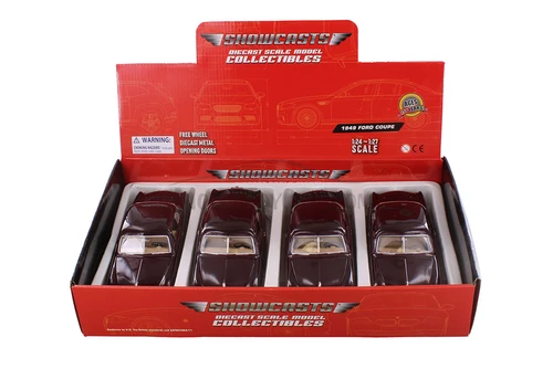 1949 Ford Coupe Hardtop, Dark Brown - Showcasts 77213D - 1/24 Scale Set of 4 Diecast Model Toy Car